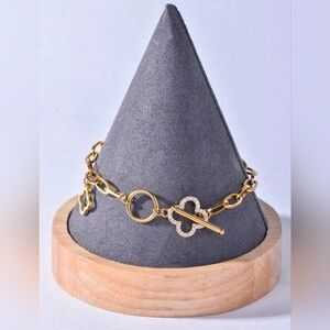 Fashionable Non-fading Titanium Steel Chain & Cubic Zirconia